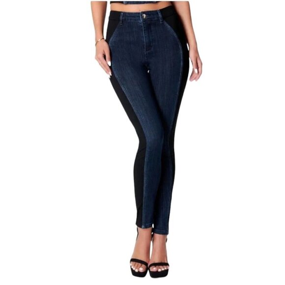 3X1‎ Jeans Women 27 Blue And Black Colorblock Zipper Pocket Skinny Ankle - Picture 1 of 11